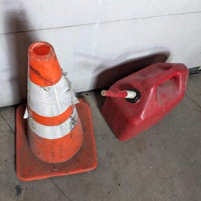 Traffic Cone and 5 gallon Gas Can