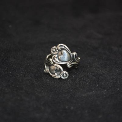 925 Sterling Wrap-Around Heart Ring Size 7 Adjustable 5.0g