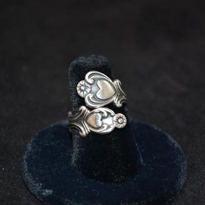 925 Sterling Wrap-Around Heart Ring Size 7 Adjustable 5.0g