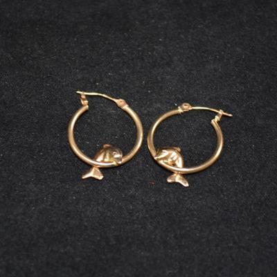 14k Dolphin Earrings 0.8g