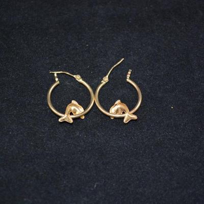 14k Dolphin Earrings 0.8g