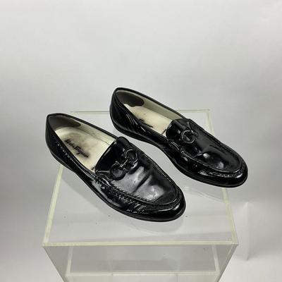 480 Ferragamo Black Patent Leather Loafers