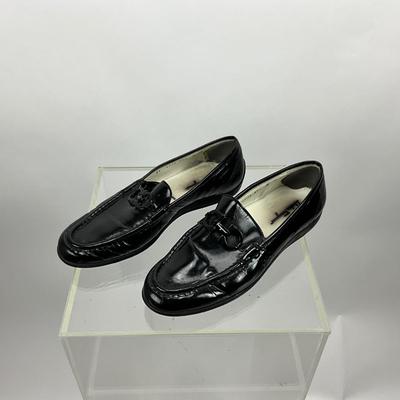 480 Ferragamo Black Patent Leather Loafers