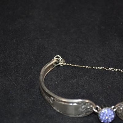 Silver-Plated Dinner Ware Bracelet with Magnetic Clasp 7" 32.9g