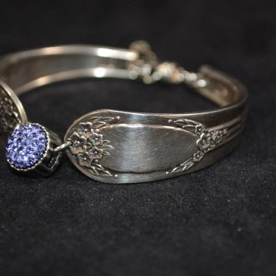 Silver-Plated Dinner Ware Bracelet with Magnetic Clasp 7" 32.9g