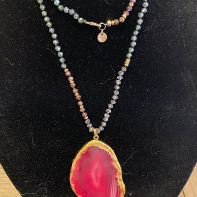 Large pink crystal pendant