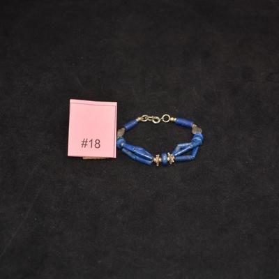 925 Sterling & Lapis Lazuli Bracelet 6" 10.4g