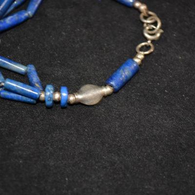925 Sterling & Lapis Lazuli Bracelet 6" 10.4g