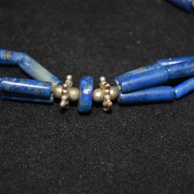 925 Sterling & Lapis Lazuli Bracelet 6" 10.4g