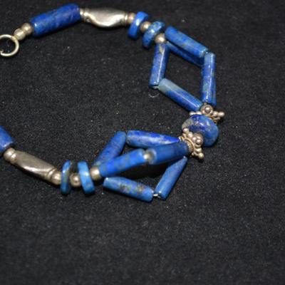 925 Sterling & Lapis Lazuli Bracelet 6" 10.4g