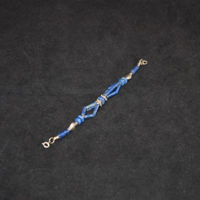 925 Sterling & Lapis Lazuli Bracelet 6" 10.4g