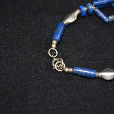 925 Sterling & Lapis Lazuli Bracelet 6" 10.4g