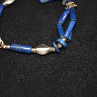 925 Sterling & Lapis Lazuli Bracelet 6" 10.4g
