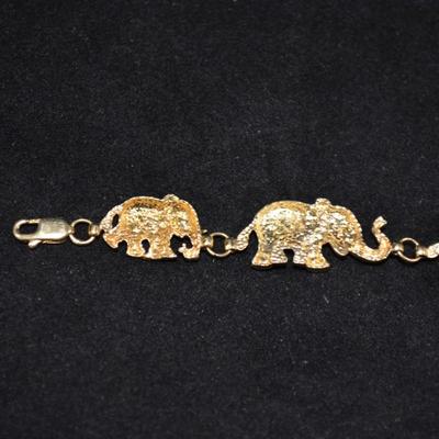 14k Gold-Plated Elephant Bracelet 7" 13.8g