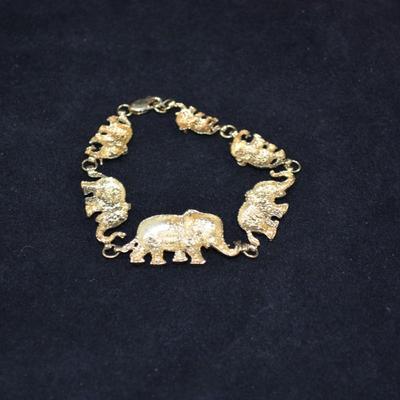 14k Gold-Plated Elephant Bracelet 7" 13.8g