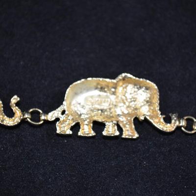 14k Gold-Plated Elephant Bracelet 7" 13.8g