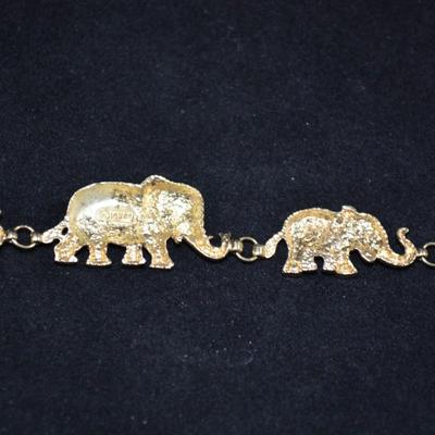 14k Gold-Plated Elephant Bracelet 7" 13.8g