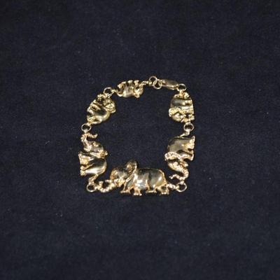 14k Gold-Plated Elephant Bracelet 7" 13.8g