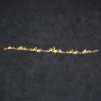 14k Gold-Plated Elephant Bracelet 7" 13.8g