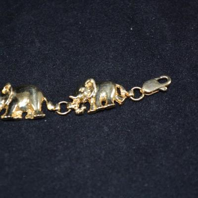 14k Gold-Plated Elephant Bracelet 7" 13.8g