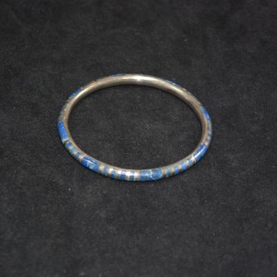 925 Sterling & Lapis Lazuli Bangle Bracelet 7