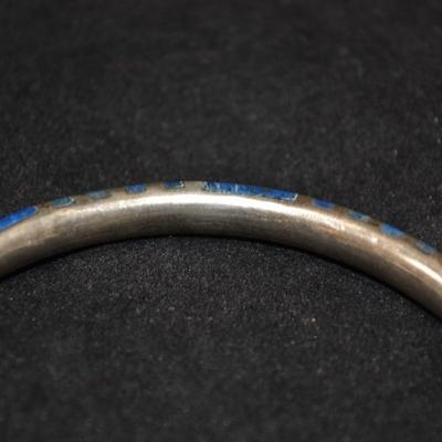 925 Sterling & Lapis Lazuli Bangle Bracelet 7" 14.9g
