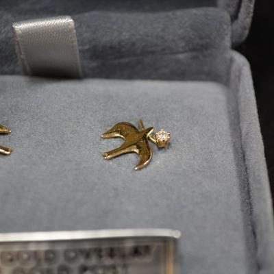 14k Gold Overlay Dove Earrings with 14k Posts 0.6g