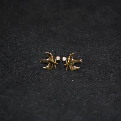 14k Gold Overlay Dove Earrings with 14k Posts 0.6g