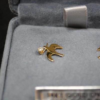 14k Gold Overlay Dove Earrings with 14k Posts 0.6g