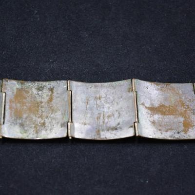 Vintage Silver-Tone SIAM Clasp Bracelet with Carved Inlay Panels 6.5"