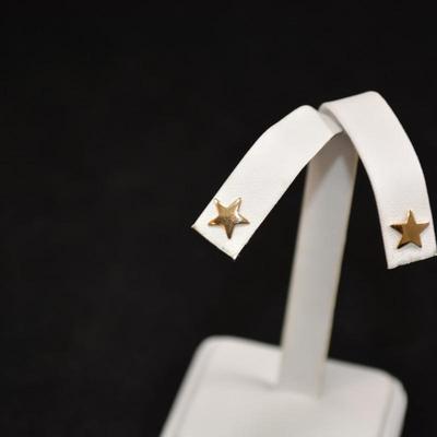14k Star Earrings with 14k Backs 0.8g