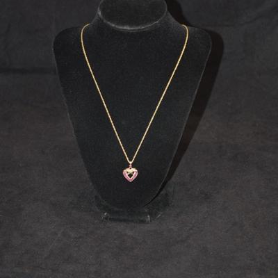 Gold-Tone 925 Sterling Spiral Chain & 925 Pink Topaz Pendant 20" 5.0g