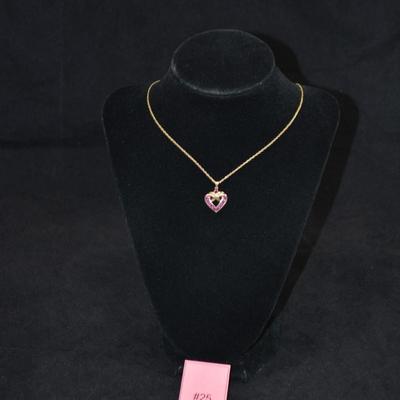 Gold-Tone 925 Sterling Spiral Chain & 925 Pink Topaz Pendant 20" 5.0g