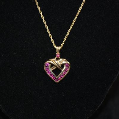 Gold-Tone 925 Sterling Spiral Chain & 925 Pink Topaz Pendant 20" 5.0g