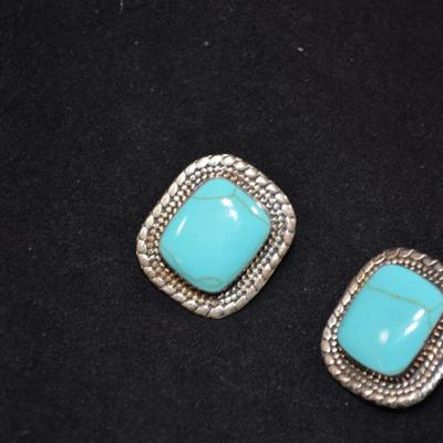 925 Sterling Clip-On Earrings with Turquoise 15.0g