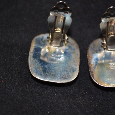 925 Sterling Clip-On Earrings with Turquoise 15.0g