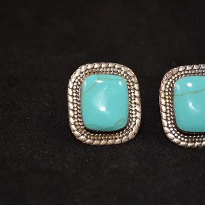 925 Sterling Clip-On Earrings with Turquoise 15.0g