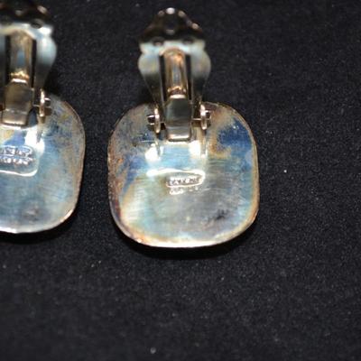 925 Sterling Clip-On Earrings with Turquoise 15.0g