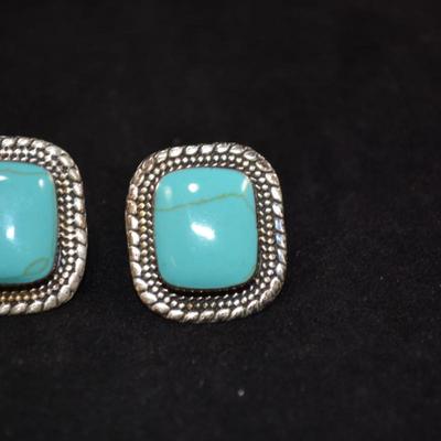 925 Sterling Clip-On Earrings with Turquoise 15.0g