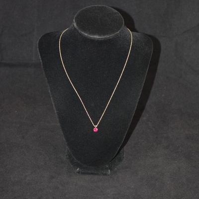 10k Chain with 10k Pink Sapphire Pendant 18" 0.8g