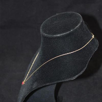 10k Chain with 10k Pink Sapphire Pendant 18" 0.8g