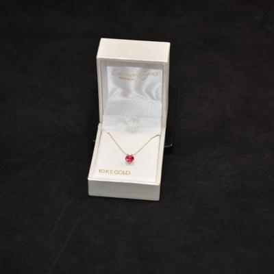 10k Chain with 10k Pink Sapphire Pendant 18" 0.8g