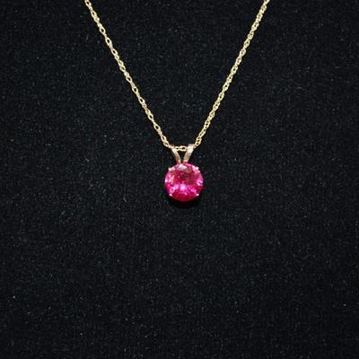 10k Chain with 10k Pink Sapphire Pendant 18