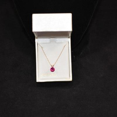 10k Chain with 10k Pink Sapphire Pendant 18" 0.8g