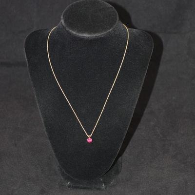 10k Chain with 10k Pink Sapphire Pendant 18" 0.8g