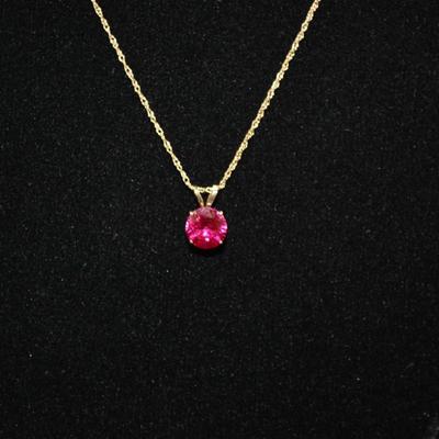 10k Chain with 10k Pink Sapphire Pendant 18" 0.8g