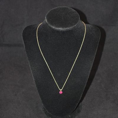 10k Chain with 10k Pink Sapphire Pendant 18" 0.8g