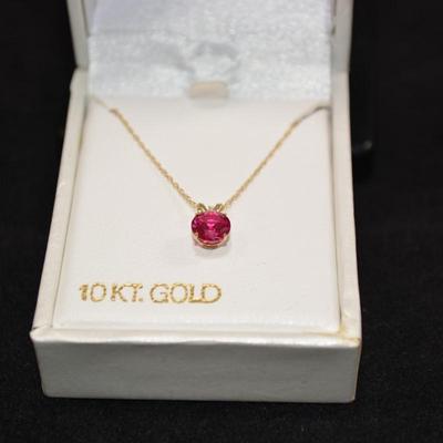 10k Chain with 10k Pink Sapphire Pendant 18