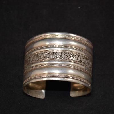 1.75" Wide Sterling Cuff Bracelet 6.5" 56.9g