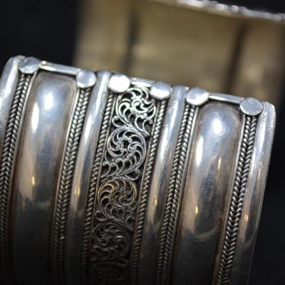 1.75" Wide Sterling Cuff Bracelet 6.5" 56.9g
